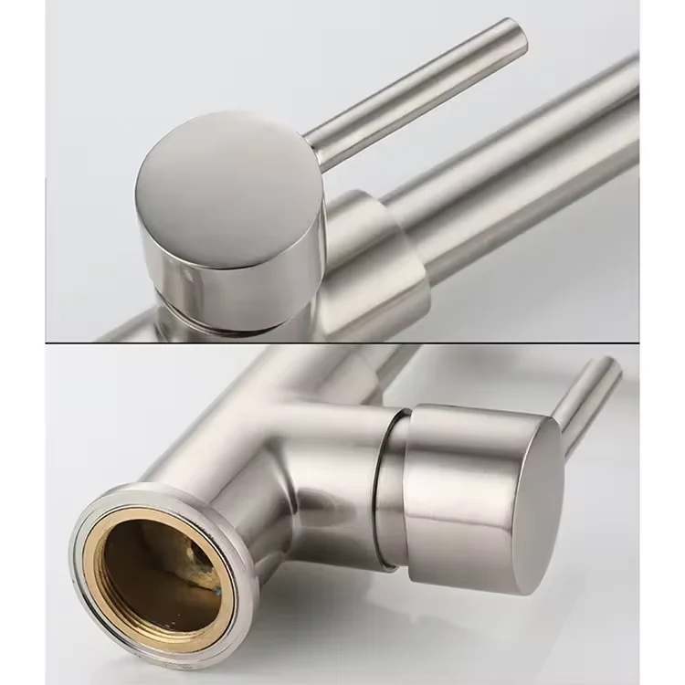 Cheap Price Brushed Brass Mounted Kitchen Faucet 360 Swivel Pull Down Spring Spout Mixer Tap Sink Faucet