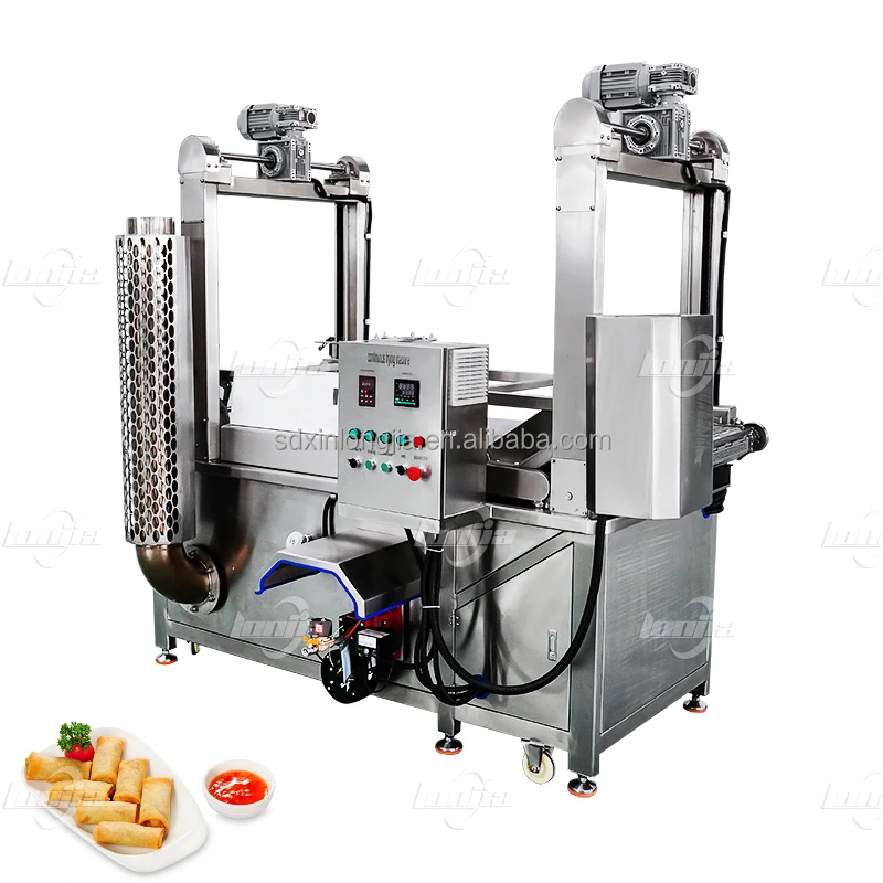 200L 300L 400 L/H Gas Heating Continuous Fryer eggplants cuber  High Efficiency  Advanced Functionality Continuous Fryer Machine