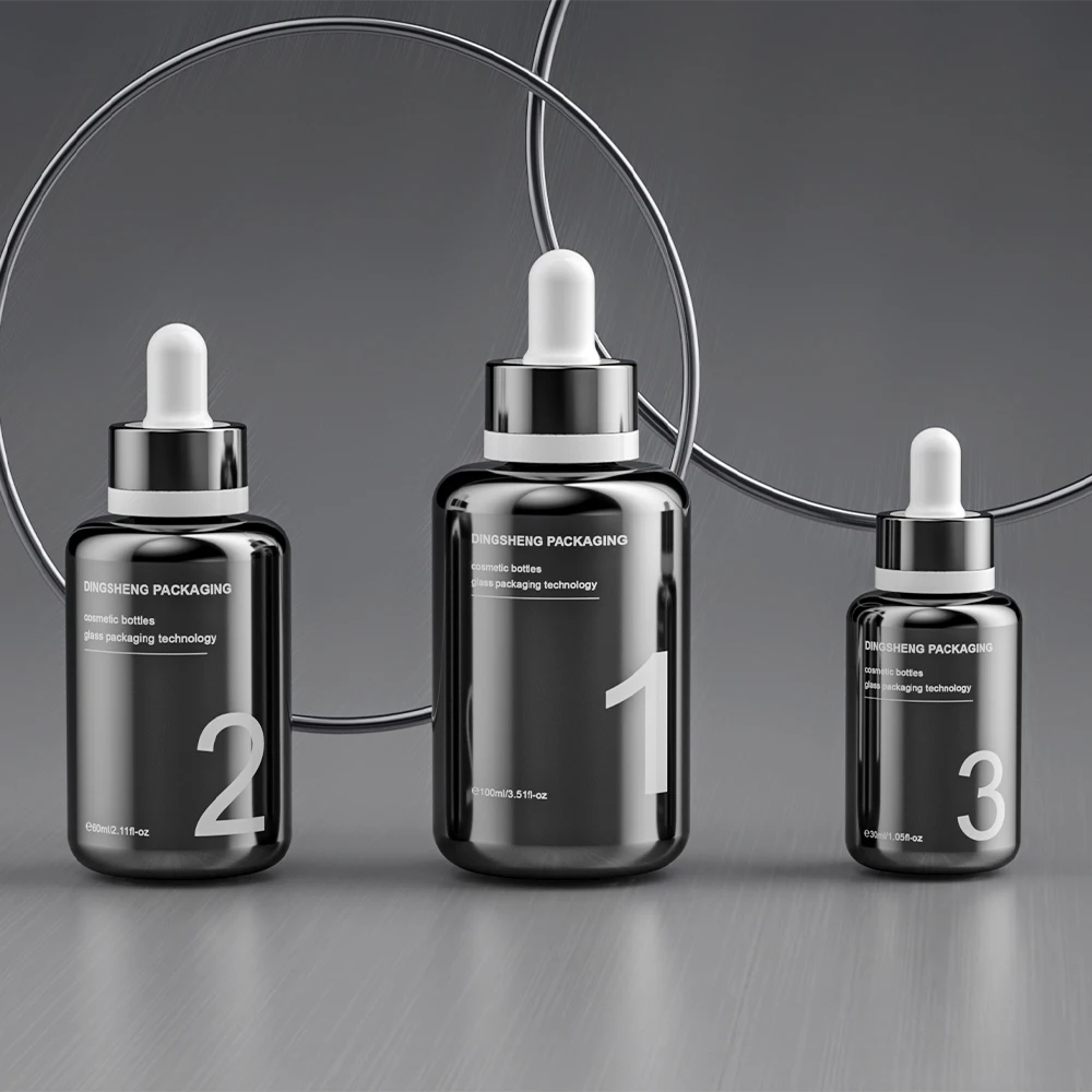 Latest 60ml Frosted Glass Serum Bottles Dropper Unique Shape Essential Oil Bottle Skin Care HotStamped Glass Face Serum Bottle