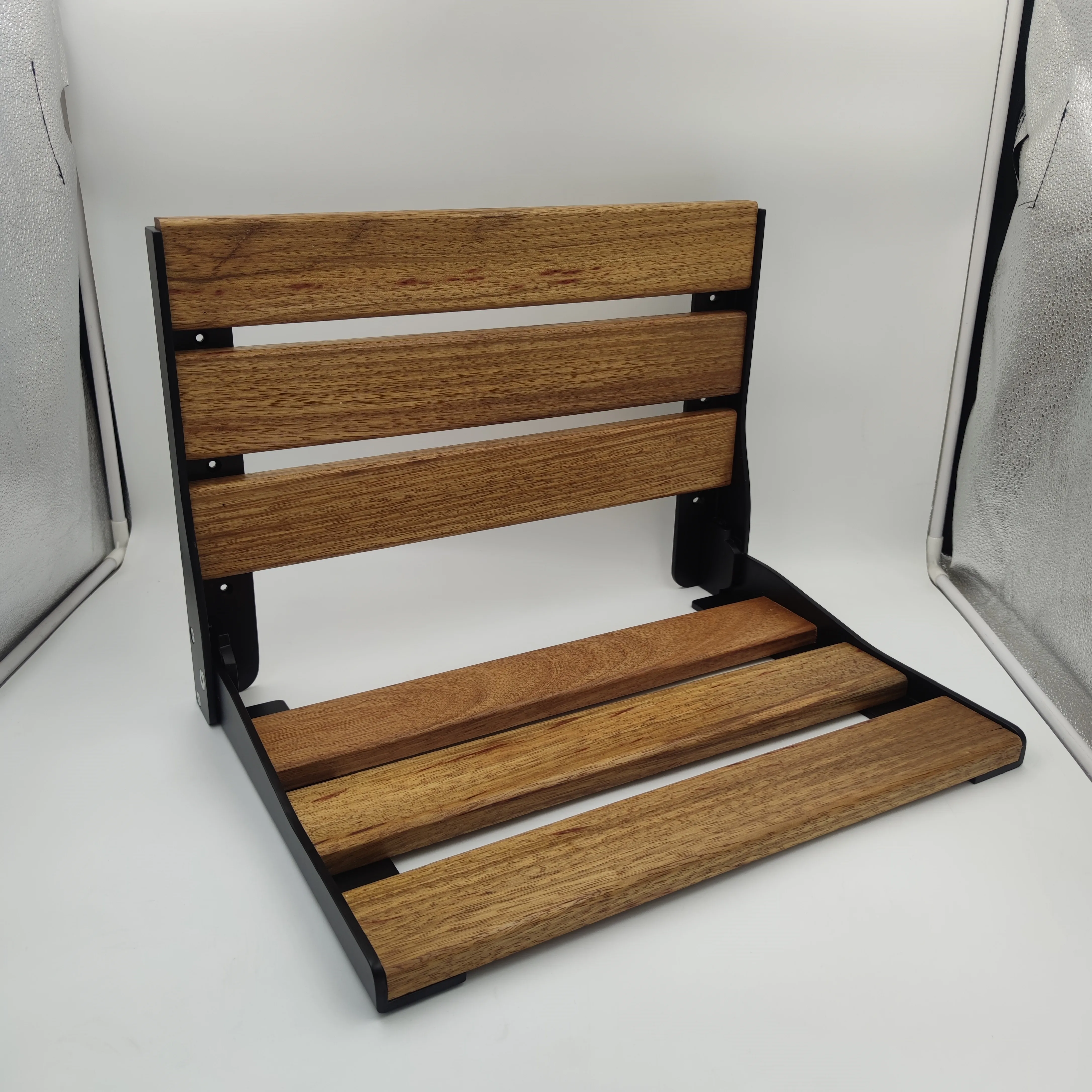 Teak Shower Seat Folding Bracket Bench Compliant Accessible for Bathroom USA Shower Seat