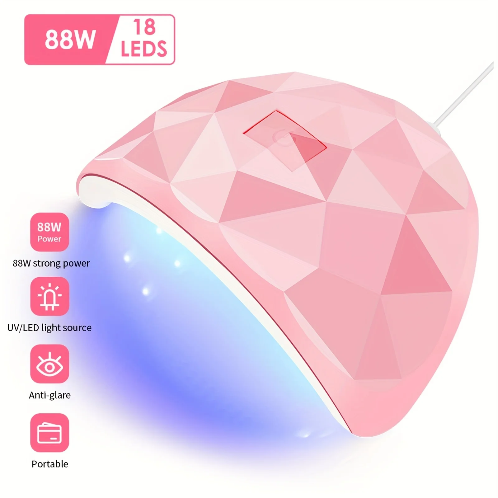 88W Manicure Lamp UV Rechargeable Nail Lamp Professional Ultraviolet Led Nail Lamp Mild Light USB Source Light For Women Beauty
