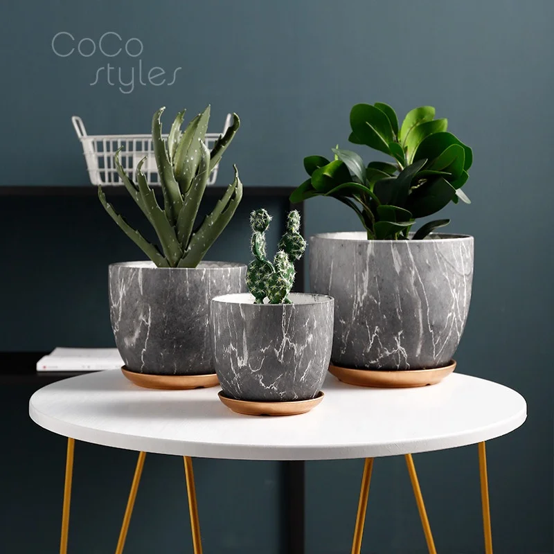 
Cocostyles customized handmade nordic style marble round flowerpot for simple home decor 2019 ins style 