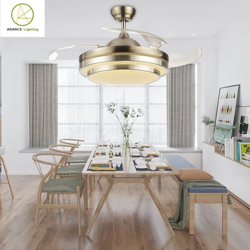 Advance Lighting High quality36in 25W led chandeliers electronics bladeless decorative ceiling fan with tri-color light