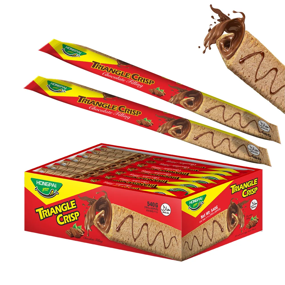 Chocolate Sauce Filled Wafer Biscuit Stick Triangle Crisp Biscuit
