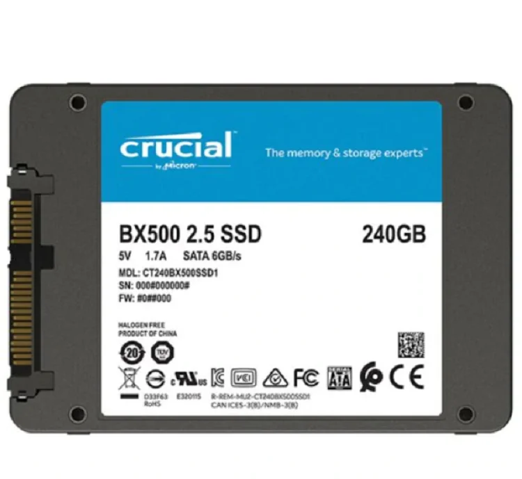  Твердотельный накопитель Crucial CT240BX500SSD1 BX500 240G 2 5 дюйма SSD черный 240 ГБ