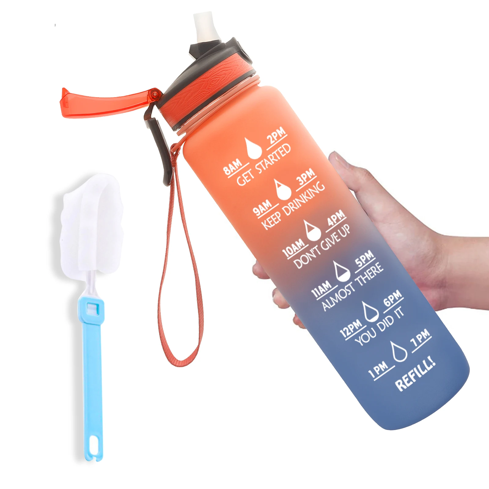 32oz Large Water Bottle with Motivational Time Marker BPA Free 1000ml Tritan Sports Water Bottle Custom LOGO