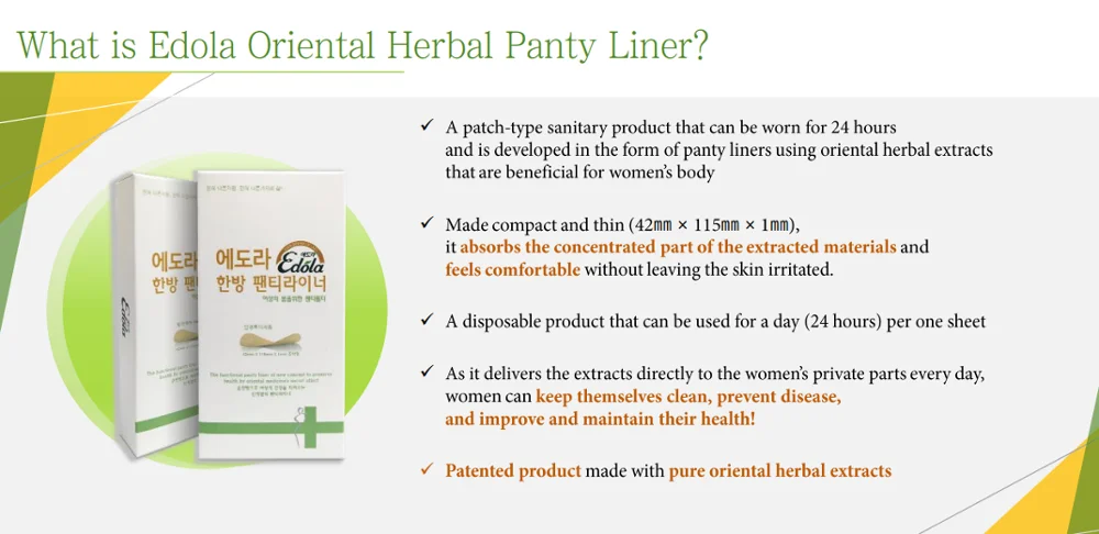 Pantyliner pad for adult pad Edola Oriental Herbal extract diaper panty liner Pad