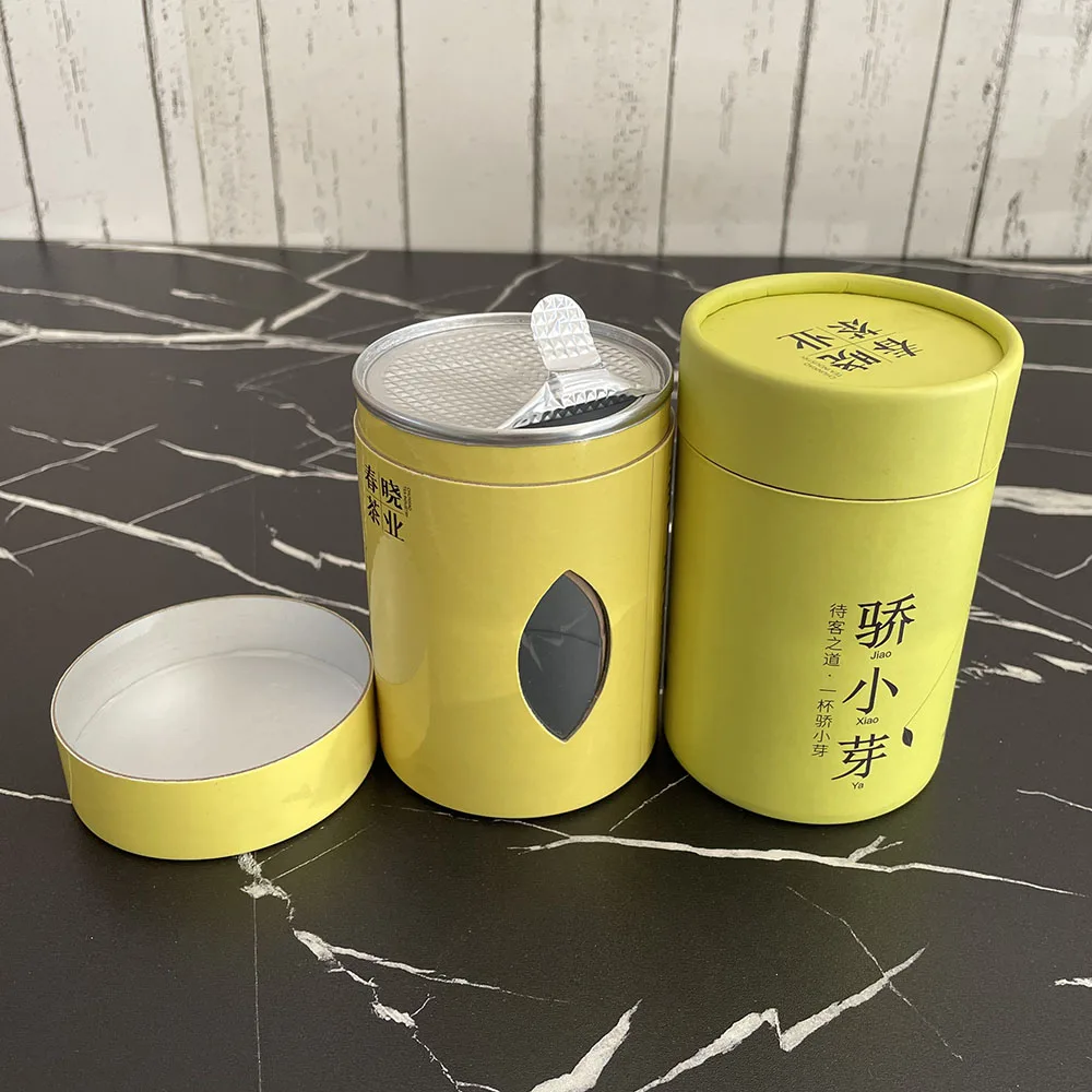 Eco friendly airtight Biodegradable Food Grade Tea coffee bean Cylinder Packaging Custom Kraft Paper Tube