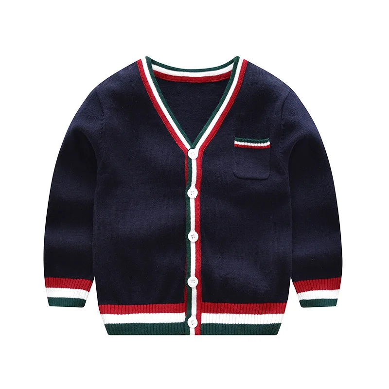 
New Design Boys V-neck Knitted Sweater Long Sleeve Kids Cardigan Sweaters 