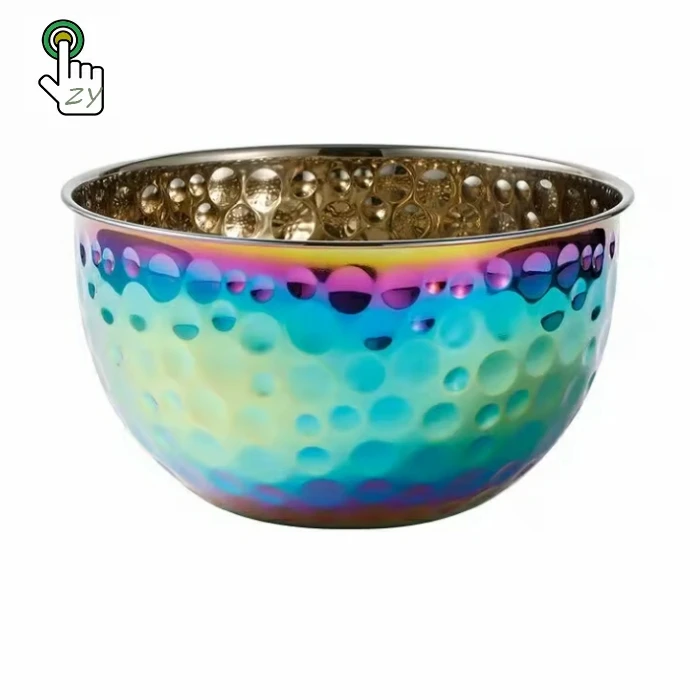 Stainless Steel Hammered Salad Bowl Deepened Beat Egg Basin Thickened Fruit Bowls Mixing Bowl Kitchen Tableware