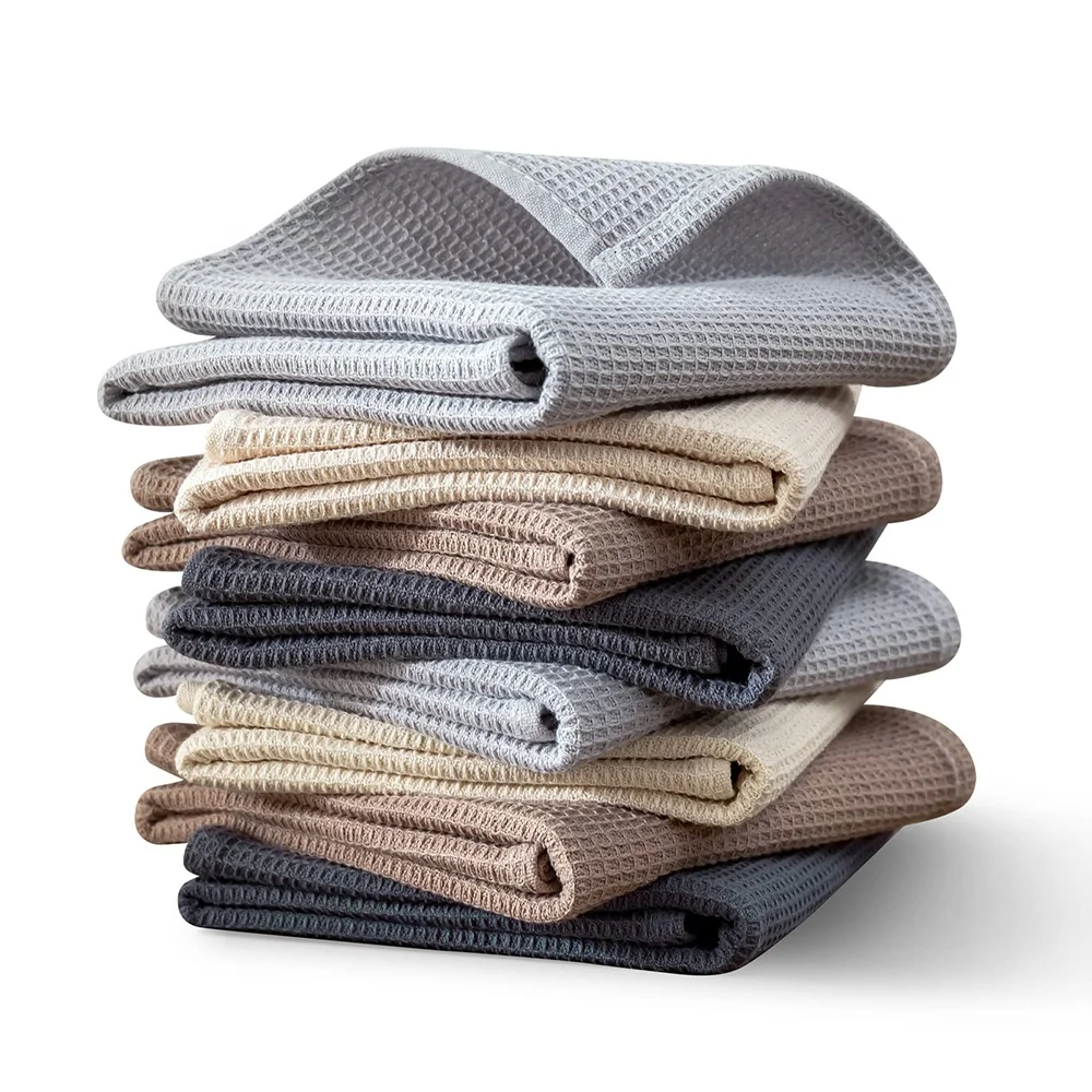 100% Cotton Waffle Weave Kitchen Dish Cloths Super Absorbent Kitchen Towels
