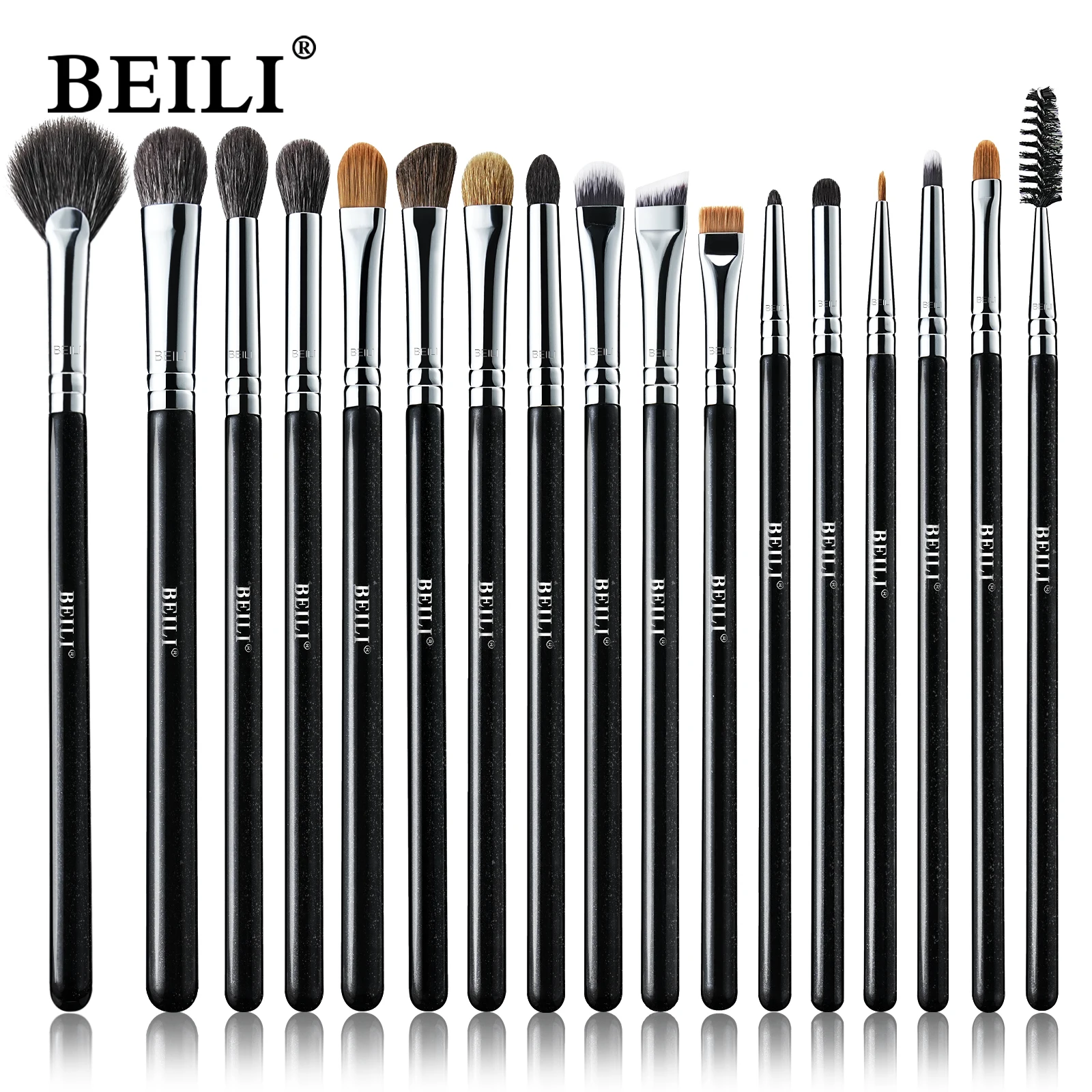BEILI Custom Professional Luxury Eye Makeup Brushes Private Label With Copper Tube Eyeshadow Eyebrow Blending Makeup Brush Set