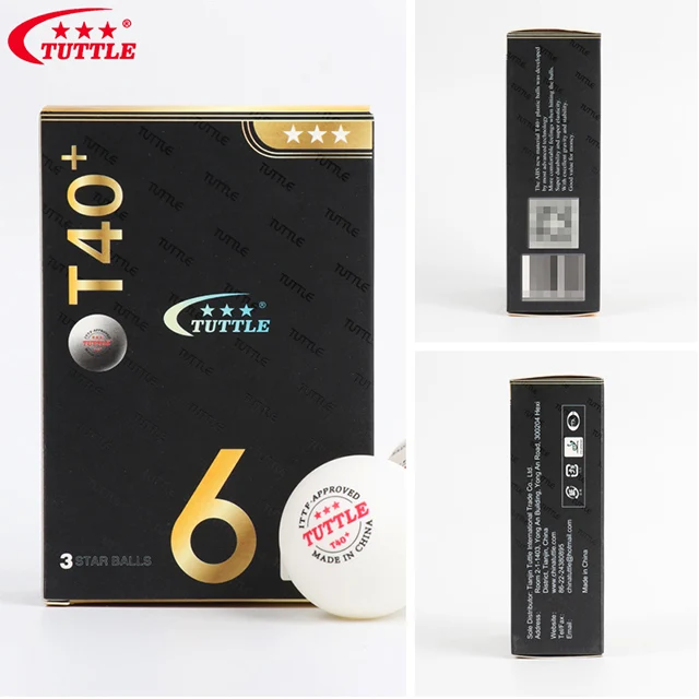 TUTTLE 6pcs/box Custom Professional Match 3 Stars  table tenni Ball Table Tennis Ball New Material ABS Plastic 40+ ITTF Approved