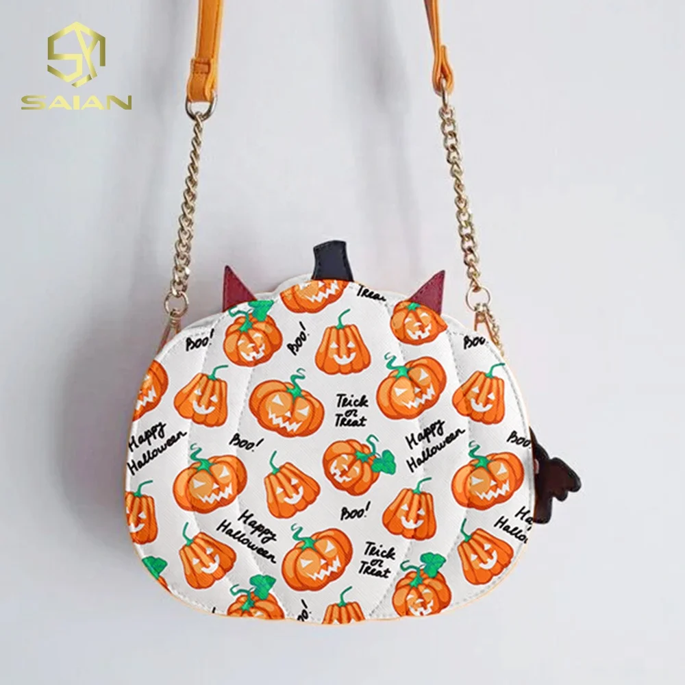 Custom Colorful Halloween Pumpkin Series Printed Ghost Halloween Theme Printed Vinyl Faux Leather Sheets For Bags Bows Earrings