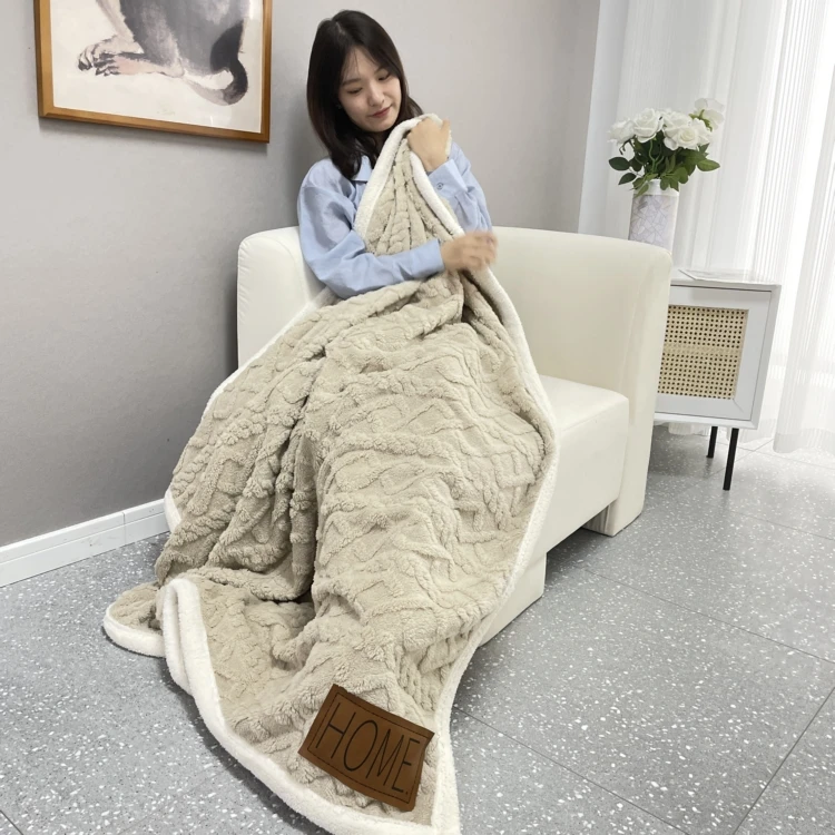 Жаккардовый пушистый с одной стороны и шерпа один другой классический жаккардовый свитер стеганое жаккардовое шерпа одеяло