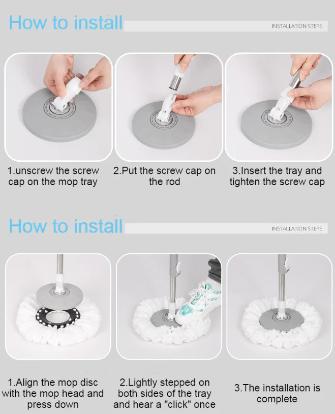 Top Sale Magic 360 Spin Cleaning Mop Set round Rotating Floor Mop with Handle Includes Dirty Water Depart Bucket