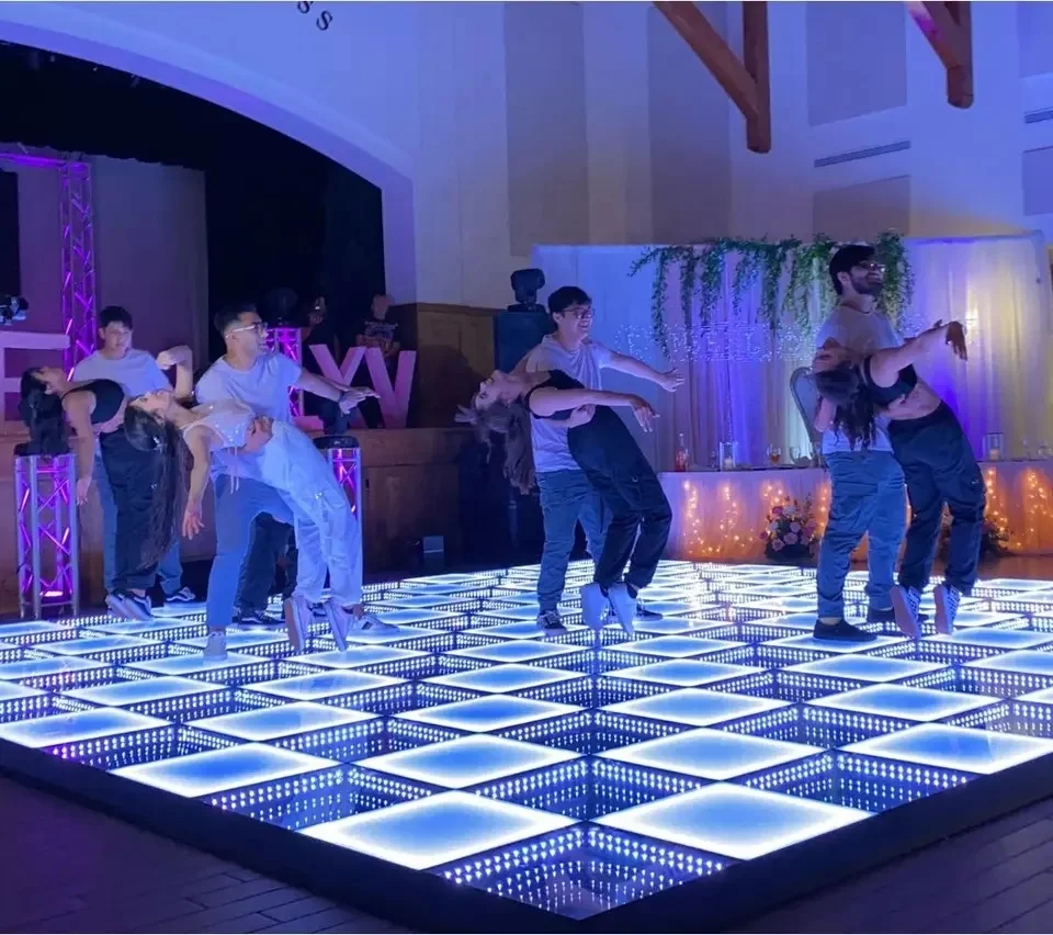 50x50cm magnetic 3d infinity white black led starlit dance floor