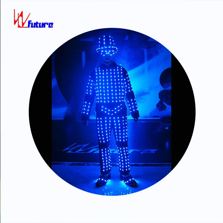 Future LED Adult Clown Costume for Stage Performances Includes Hat Glasses Shoes Pants for Robot and Ballroom Shows