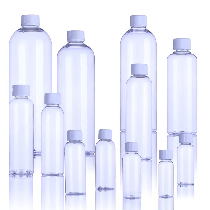 30 50 60 80 100 120 150 200 250 500 650 750 1000 ml PET transparent plastic bottles with childproof cap child resistant cap