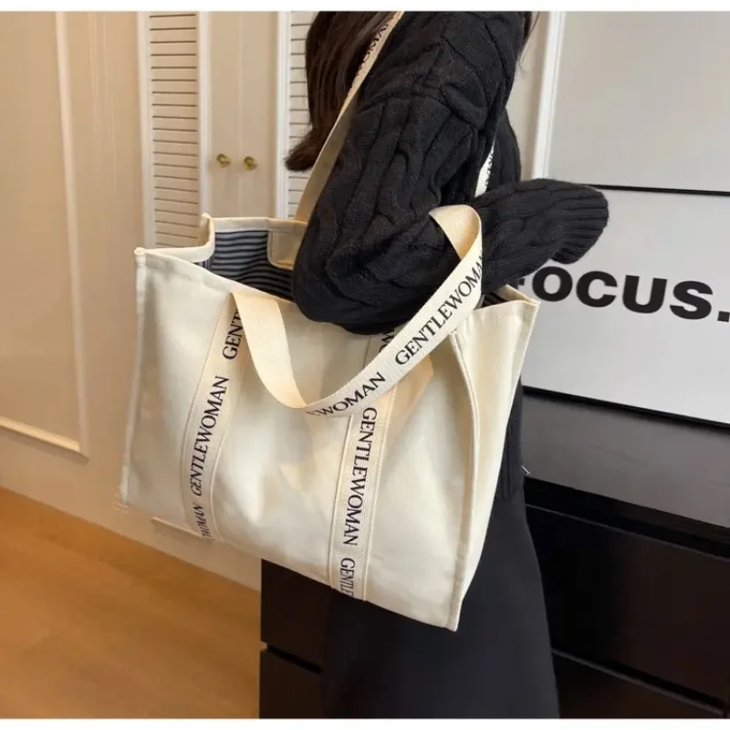 Private Label Printing New Black White Plain Canvas Tote Bag With Zipper Plain Canvas Tote Sling Cotton 12Oz Tote Heavy Duty Bag