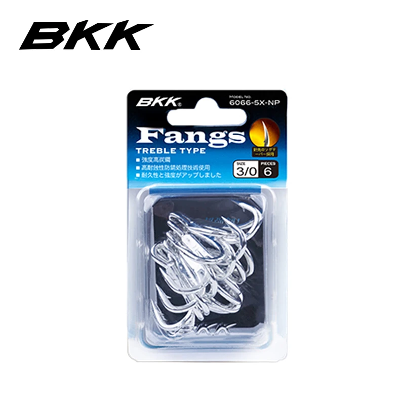 BKK 6066-5X-NP Fangs Bright Tin Strong Size 1/0 2/0 3/0  Round Bend Forged High Quality Treble Saltwater Fishing Hooks