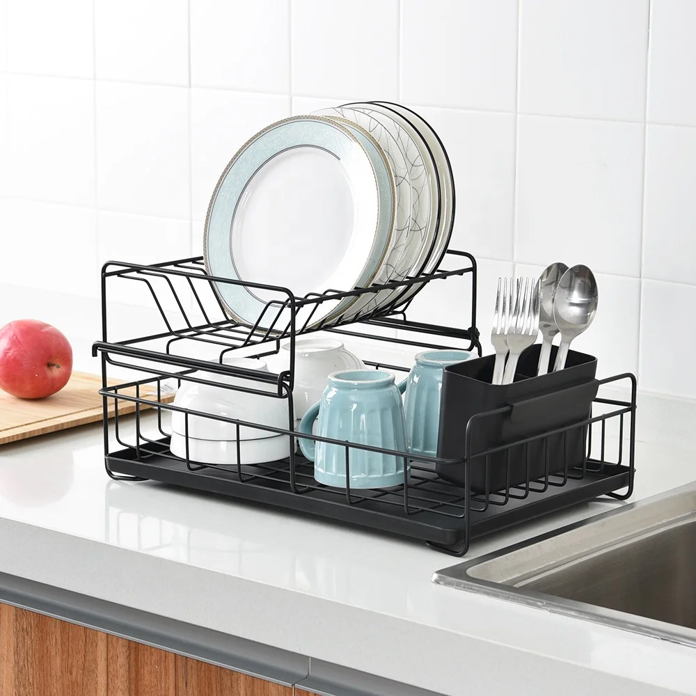Wholesale 2 Tier Steel Kitchen Organization Kitchen Racks and Holders Dish Drying Rack Dish Kitchen Rack Dish Organizer