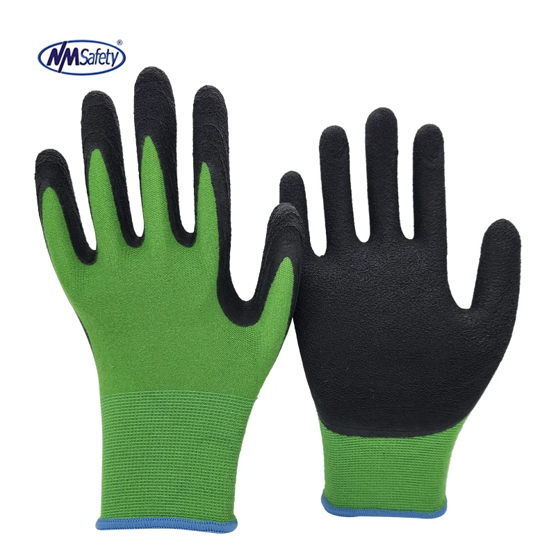Садовые бамбуковые перчатки NMSAFETY защитные рабочие с латексным покрытием