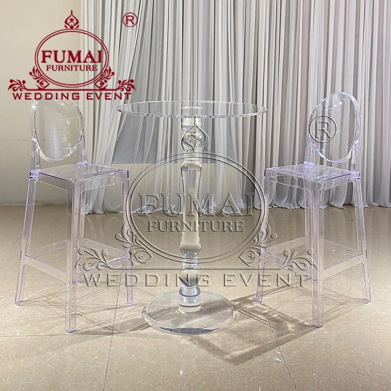 Wholesale Modern Minimalist Round Transparent High Acrylic Bar Table Furniture For Wedding Party