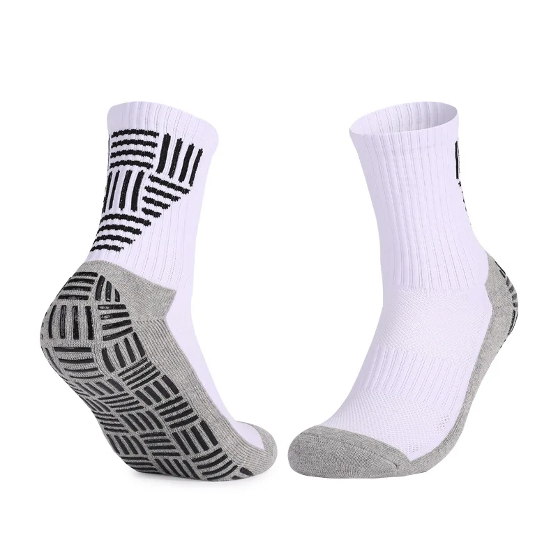 oem original custom men white sport soccer anti slip grip socks with logo / medias antideslizante futbol