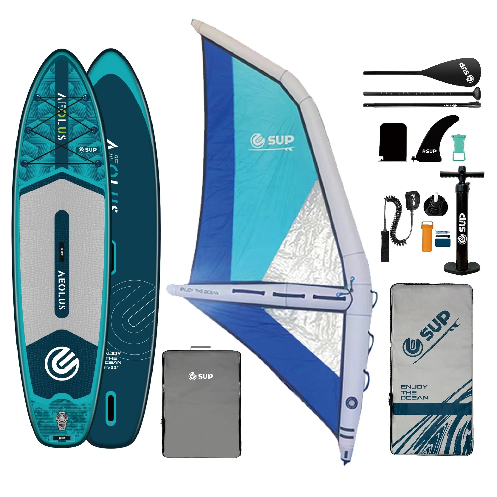 11 Kitesurfing Paddle Board Set with Inflatable Windsurf Board and Sail for Kitesurf Windsurf SUP