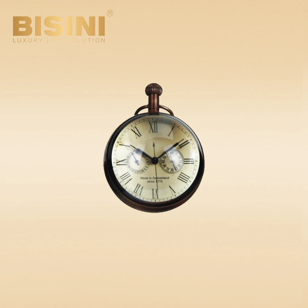 Quartz retro Vintage timepiece Creative desktop clock spherical shape watch with tassel lifting Pure copper mechanical clock