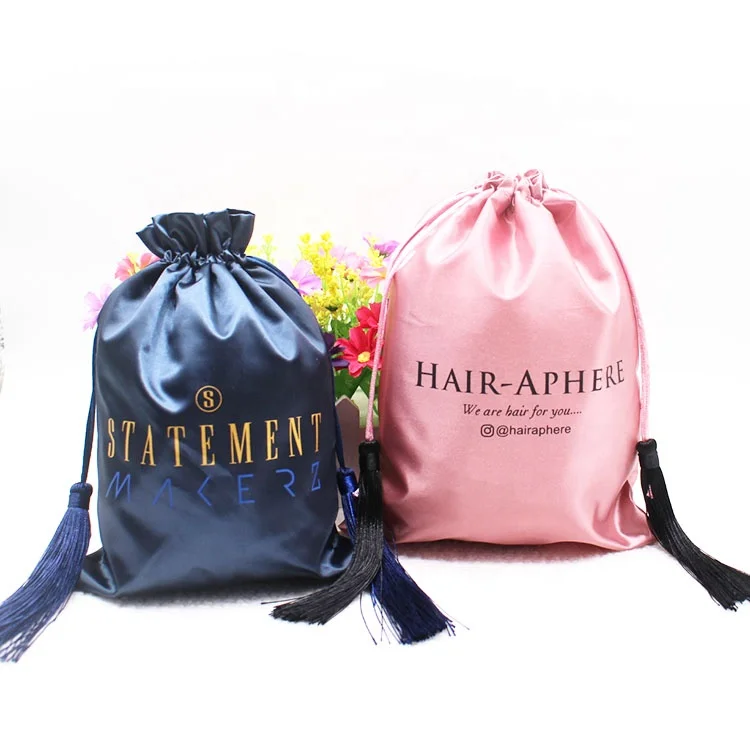 Custom satin lingerie bag satin wigs storage packaging pouch dust bag for handbag