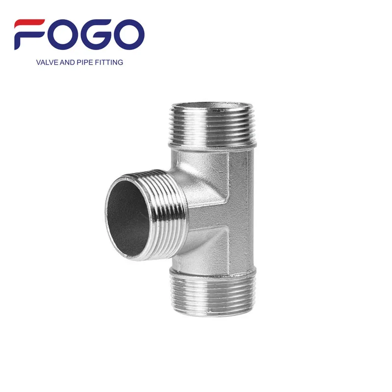 304 stainless steel tee water pipe joint outer wire tee 46 minutes 1 inch direct through thread fittings