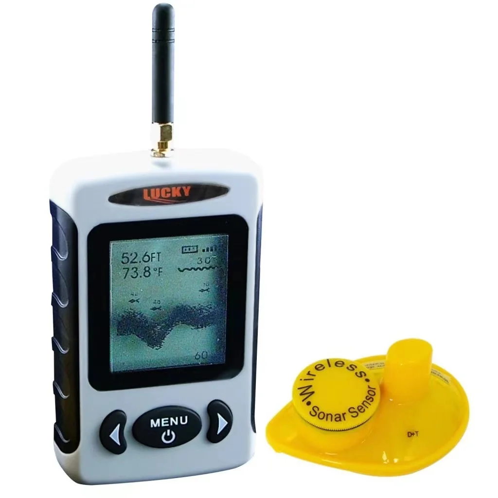 NEWRGY Wireless Fish Finder w/ Attracting Light Lamp Portable Rechargeable Locator 45M Depth 150M Wireless Sonar Sensor