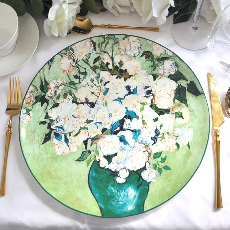Sale by new design ceramic dinner plate painting plate set for wedding party event