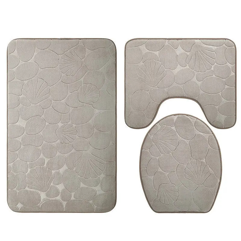 Bathroom three-piece suite thicken non-slip mat u-shaped floor mat toilet seat mat