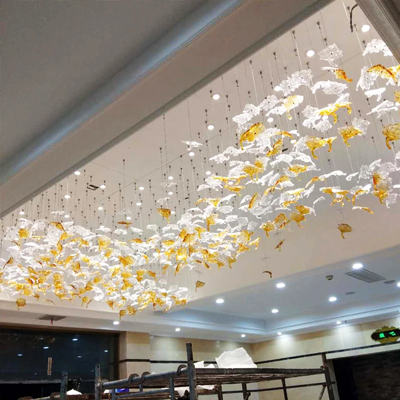 Manufacturer Chandelier Glass Maple Design For Hotel Project Custom Chandelier Light Hotel Lobby Big Luxury