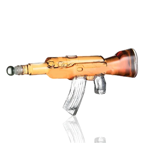 850ml AK47 rifle gun shaped glass decanter / unique gun shaped glass whiskey decanter and glasses sets