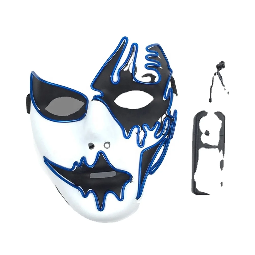 Halloween LED Glow Dark PVC Masks Purge Movie Cosplay Costume Supplies DJ Party Festival Costume Fans Masquerade Plastic Felt
