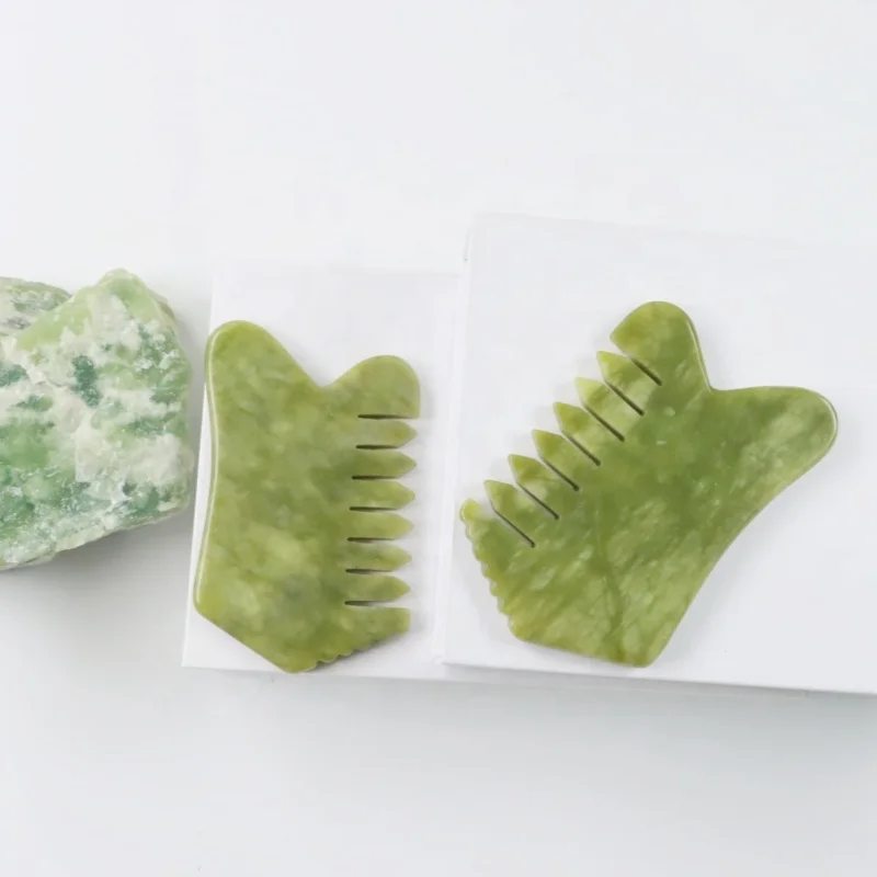 high quality Hair and scalp care 100% natural xiuyan green gua sha guasha jade comb
