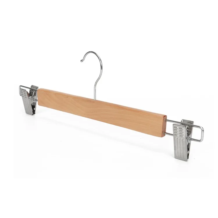 Best Sales Wood Hangers Multi-Functional trouser hanger rack hooks clothes store wooden pants hanger clip