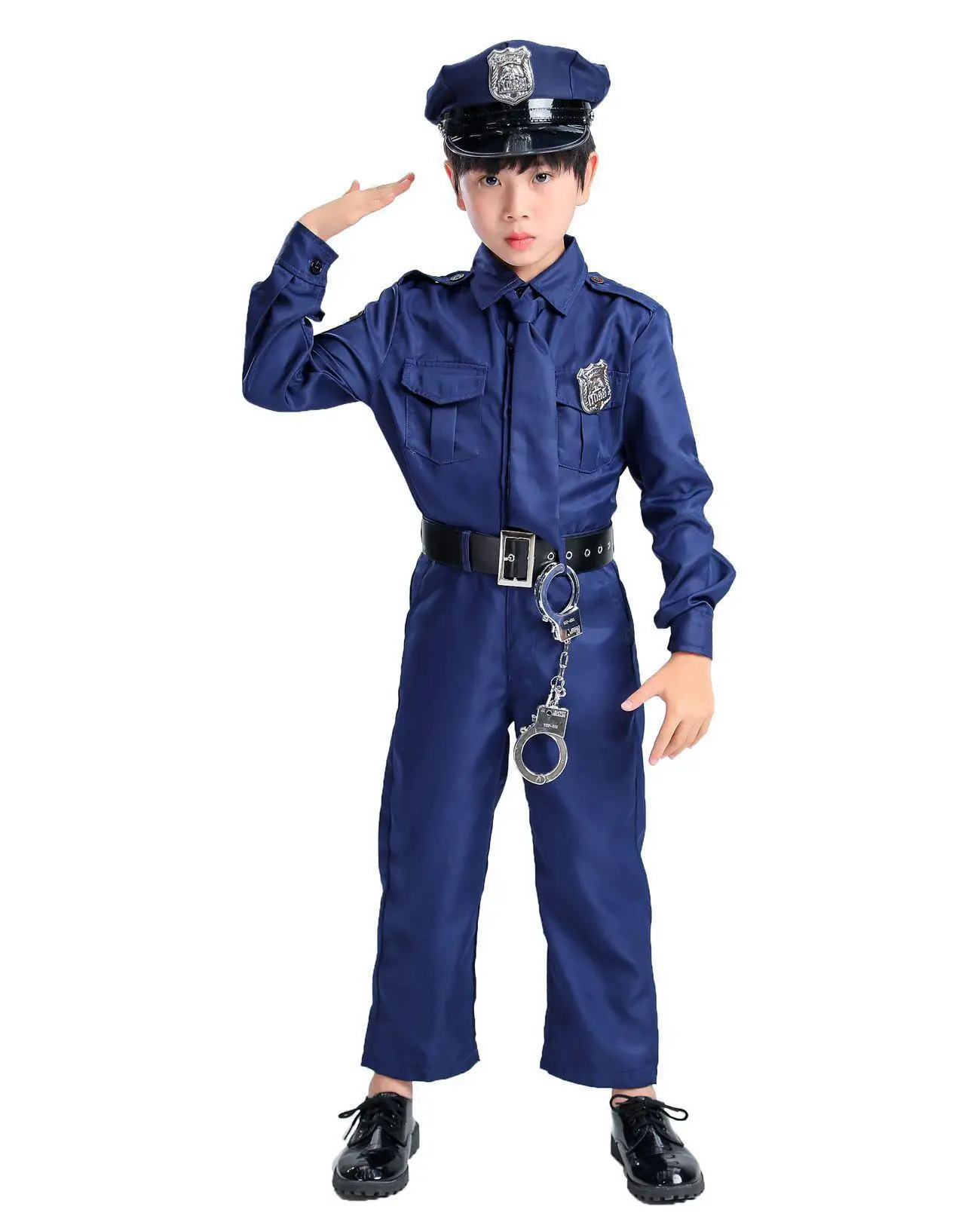 New Popular 3 Pieces Child kidsPolice Sheriff Costume Officer Costume for Kids with Handcuffs Bag Packing Halloween Outfits