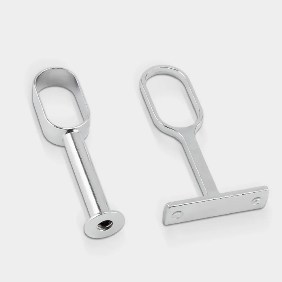 Furniture Hardware Zinc Alloy Hollow Oval Rail Bracket Oval Wardrobe Wall Mounted Closet Rod Hanging Rail Center Tube Support