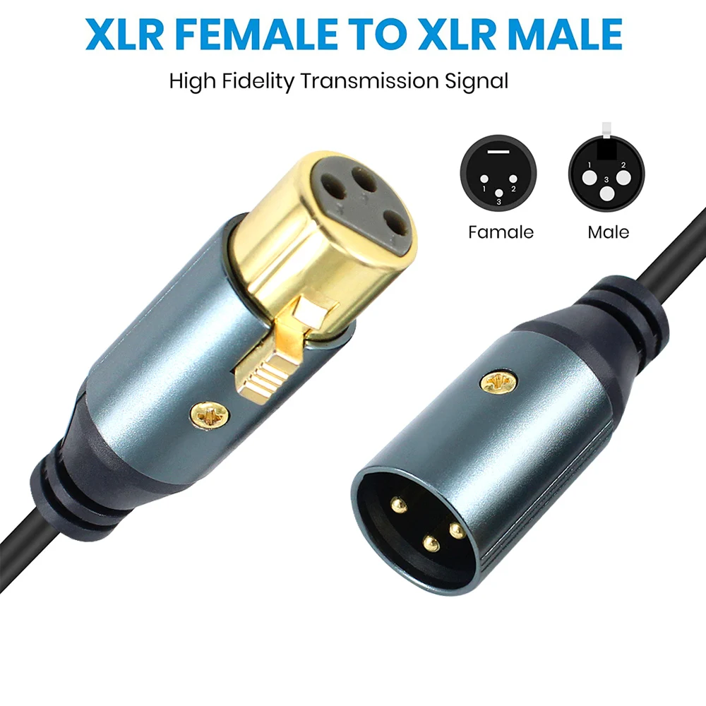 24K gold plated 3Pin XLR Cable Male to Female xlr connector 3 pin Cannon extension Speaker Microphone Balanced xlr Audio Cable