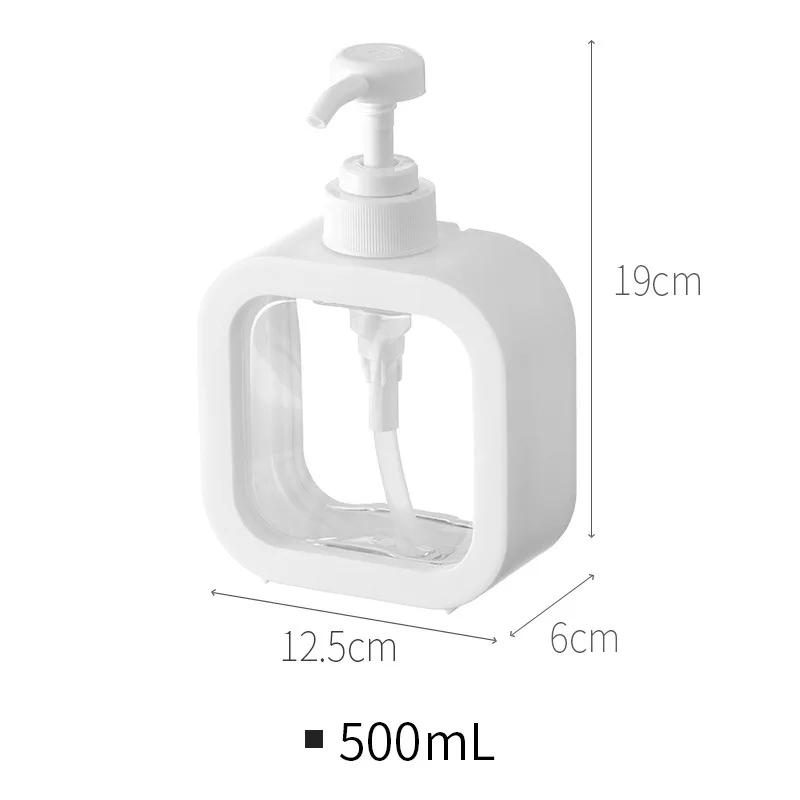 Square Clear 300ml 500ml Press Cosmetic Containers Dish Soap Dispenser PET Plastic Shampoo Lotion Hand Sanitizer Pump Bottle