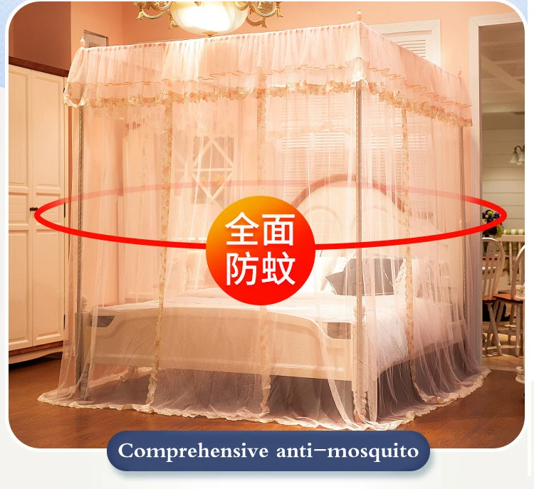 New Floor Mosquito Net Three-Door Princess Wind Bracket 1.5 M Mosquito Net 1.8M Bed Double Home 2.0x2.2