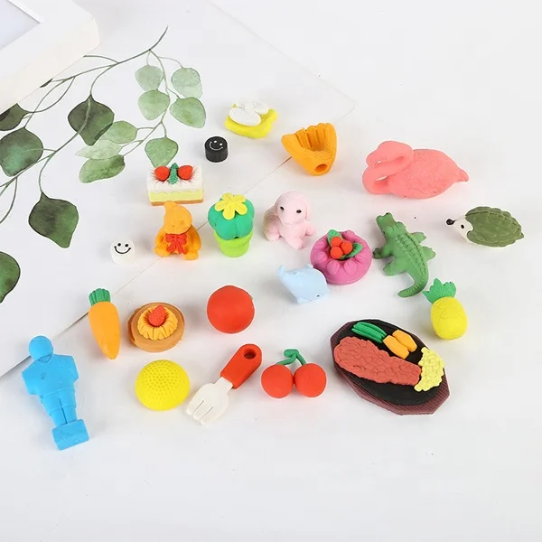 Hot sales custom cute cartoon fruit shape TPR eraser 3D rubber eraser