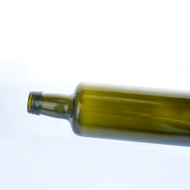 Empty Round Glass Cooking Oil Bottle 500ml Dorica Antique Green Amber Vinegar Olive Oil Glass Bottles With Cap