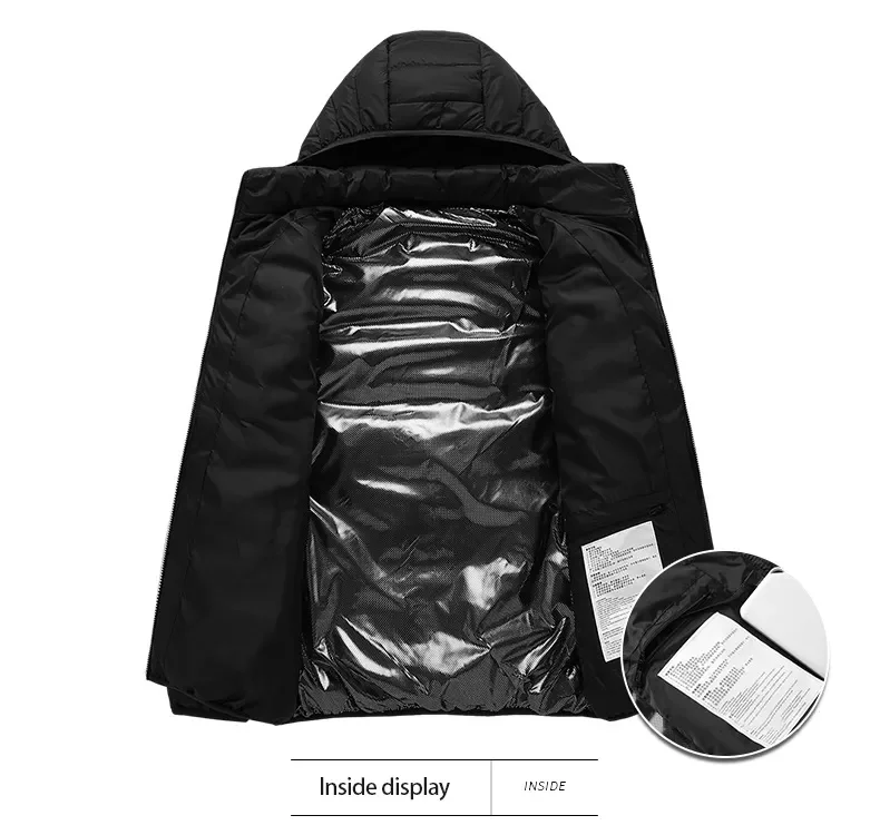 Unisex S-6XL 21 Heating Zones USB Rechargeable Lightweight Heater Coat Outdoor Hooded Windproof Insulated Heated Jacket