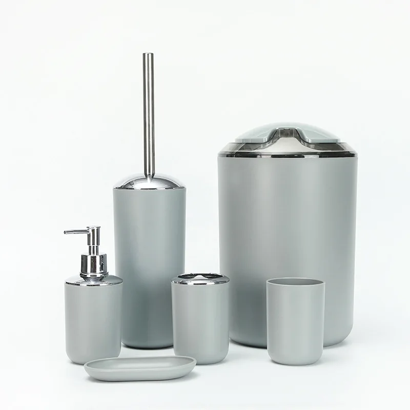 Bathroom Accessories Set 6 Pcs Plastic Gift Set